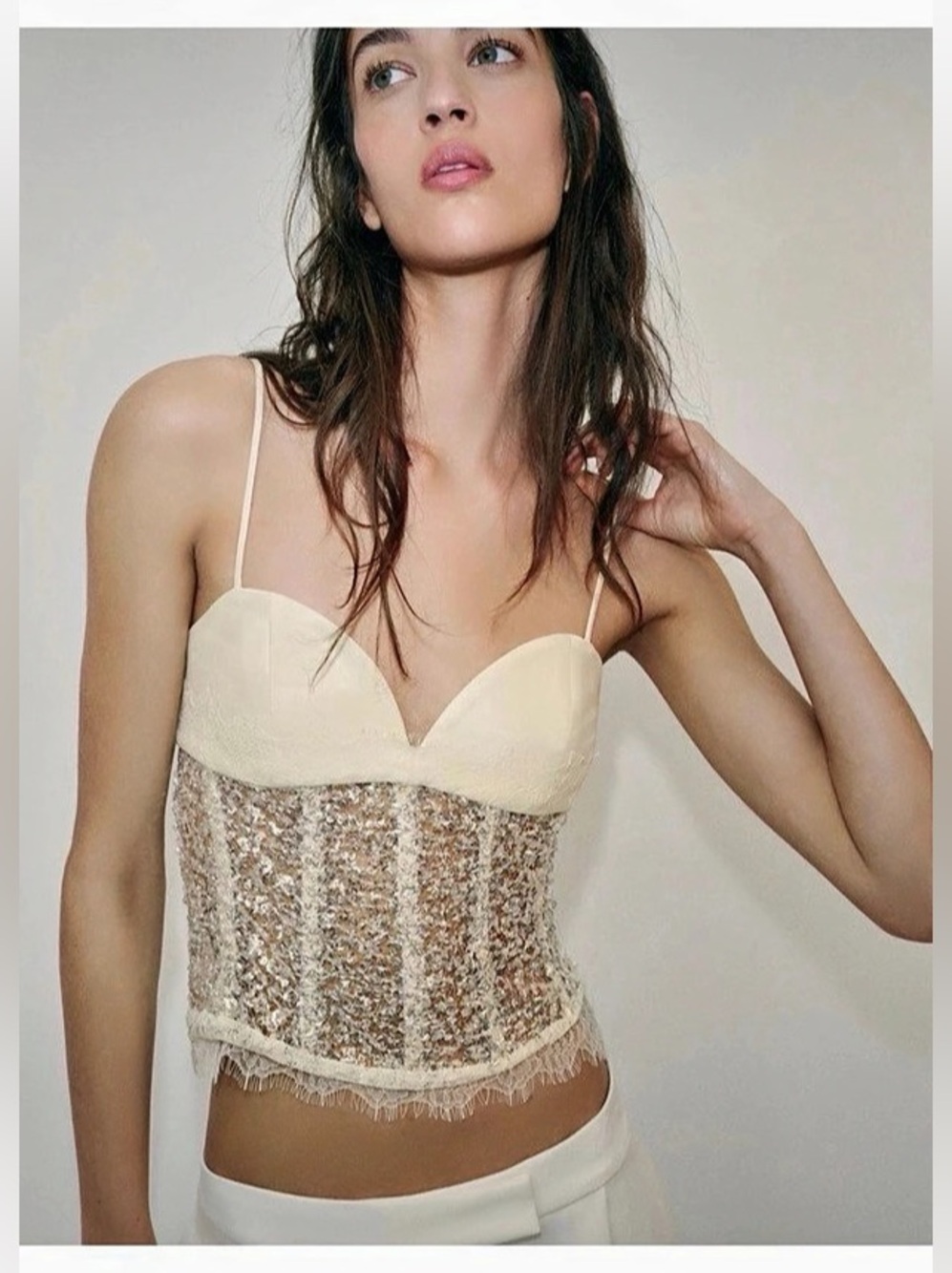New with tags! Zara Sequin Lace Corset Top Camisole
